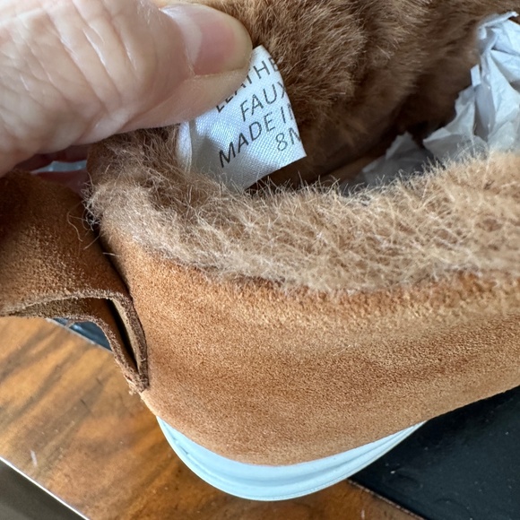 J Slides Platform Pull On Ankle Boots Suede Faux Fur Lining Tan 8M - Picture 12 of 13